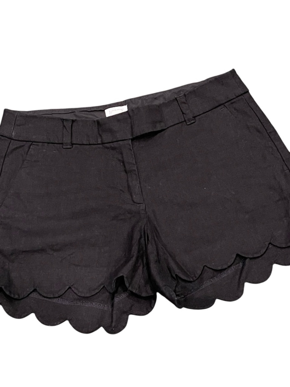 J. Crew Black Linen Shorts Scalloped Hem Cotton Poplin Scalloped Hem Size 6